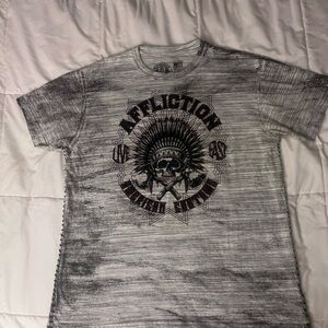 Affliction Gray and Black Graphic Tee